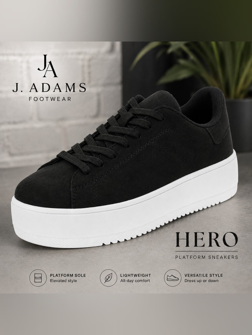 J. Adams HERO Platform Sneakers – Black/White – Women’s Size 10 – New in Box